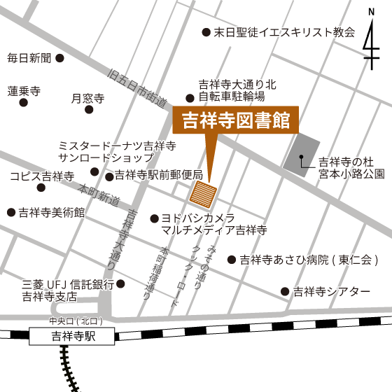 マップ：武蔵野市立吉祥寺図書館
