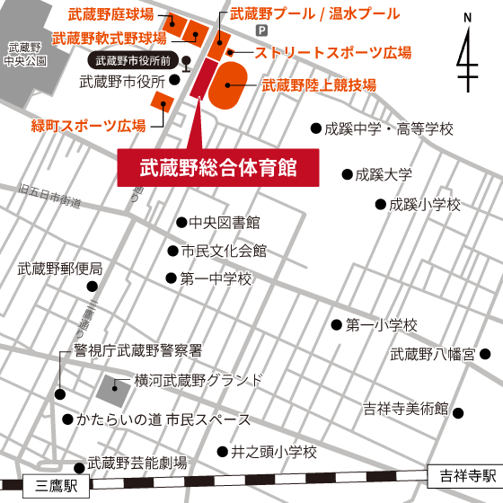 地図：武蔵野総合体育館