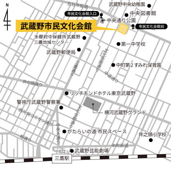 地図：武蔵野市民文化会館