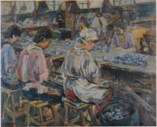 作品:須山計一「仕上げの女達」