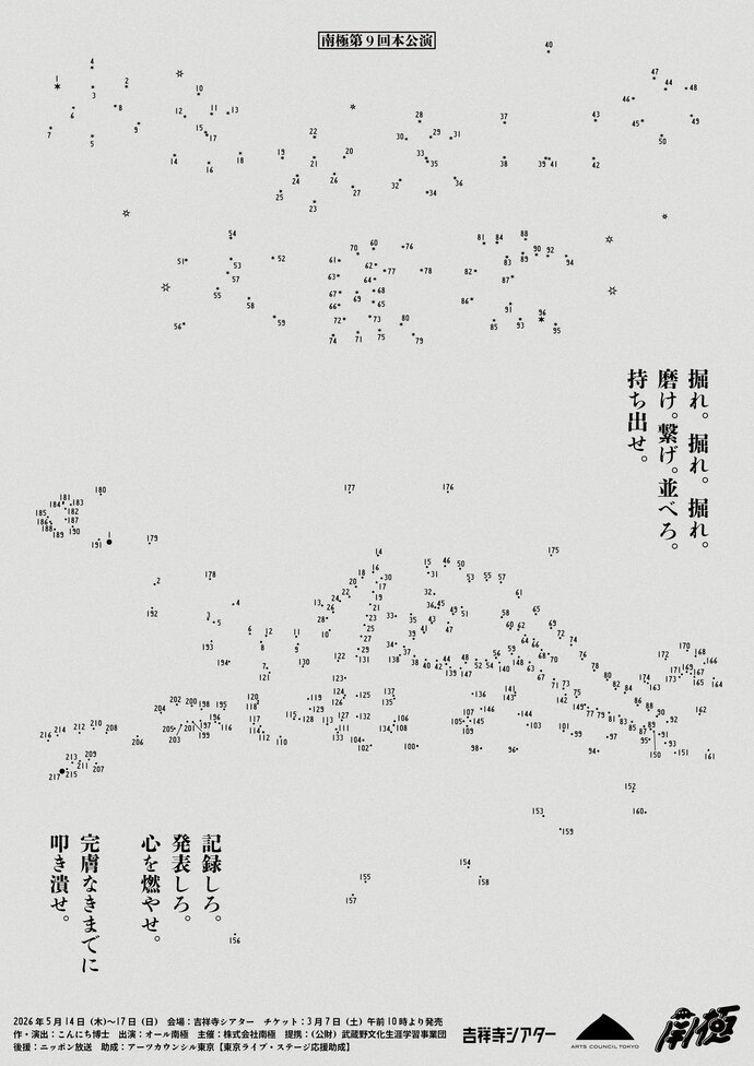 南極第9回本公演『ホネホネ山の大動物』仮チラシ